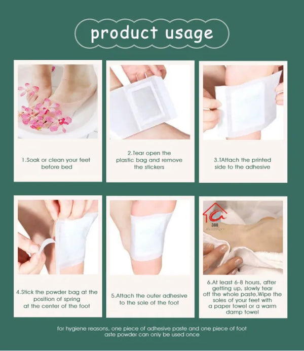 100% 🥉 Pure Sole Herbal & Gentle Ingredient Detox Foot Pads Buy 10 Get 10 Free (Pack of 20)